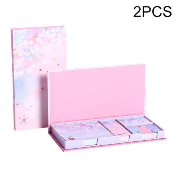 2 PCS Boxed Sticky Notes Tear-Off Account Mark Indication Sticker Set(Sakura Cat Series-Colorful/480 Sheets)