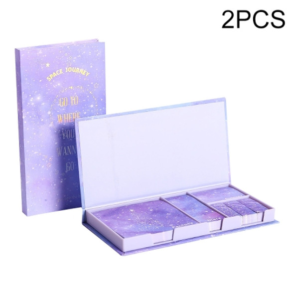 2 PCS Boxed Sticky Notes Tear-Off Account Mark Indication Sticker Set(Starry Sky Series-Where You Want To Go/480 Sheets)