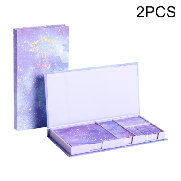 2 PCS Boxed Sticky Notes Tear-Off Account Mark Indication Sticker Set(Starry Sky Series-Simple Life/480 Sheets)