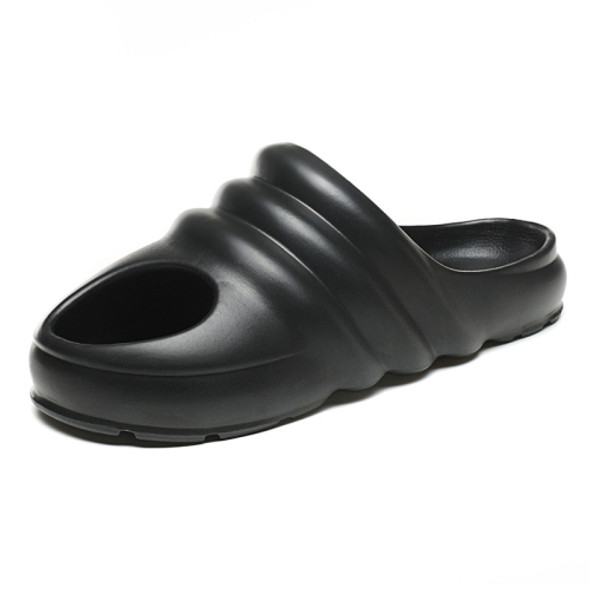 Large Size Summer Slippers Men Casual Hole Shoes, Size: 46(Black)