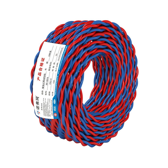 NUOFUKE 100m 2 Core 1.5 Square RVS Pure Oxygen-free Copper Core Twisted-pair Household Electrical Cable(Red and Blue)