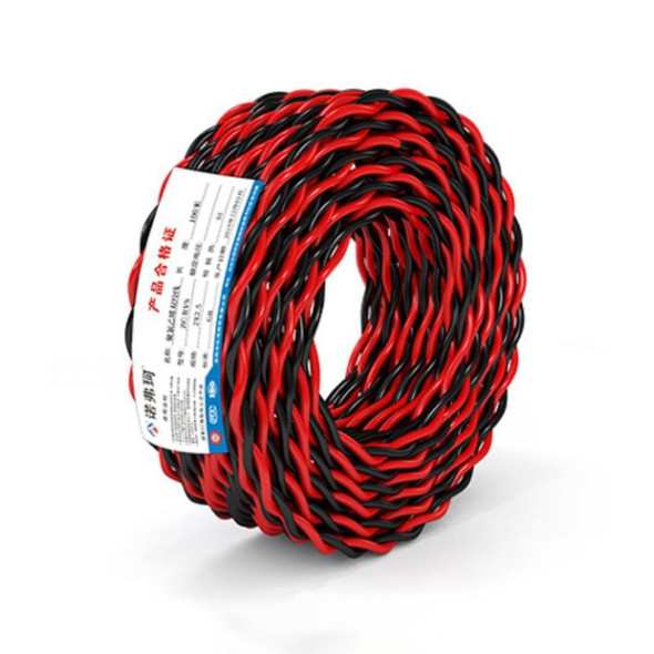 NUOFUKE 100m 2 Core 1.5 Square RVS Pure Oxygen-free Copper Core Twisted-pair Household Electrical Cable(Red and Black)