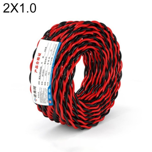 NUOFUKE 100m 2 Core 1 Square RVS Pure Oxygen-free Copper Core Twisted-pair Household Electrical Cable(Red and Black)