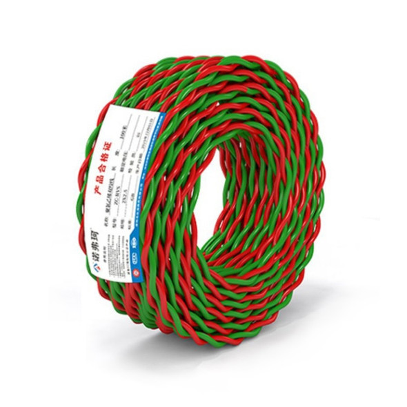 NUOFUKE 100m 2 Core 1 Square RVS Pure Oxygen-free Copper Core Twisted-pair Household Electrical Cable(Red and Green)