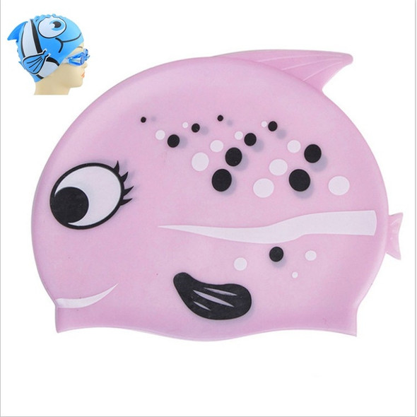 Ear Protection Small Fish Pattern Diving Cap Children Silicone Swimming Cap(L)