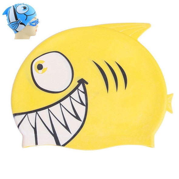 Ear Protection Small Fish Pattern Diving Cap Children Silicone Swimming Cap(I)