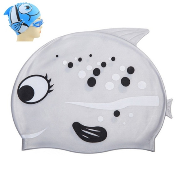 Ear Protection Small Fish Pattern Diving Cap Children Silicone Swimming Cap(E)