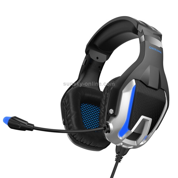 ONIKUMA K12 Over Ear Bass Stereo Surround USB + 3.5mm Plug Gaming Headphone with Microphone & LED Light(Blue)