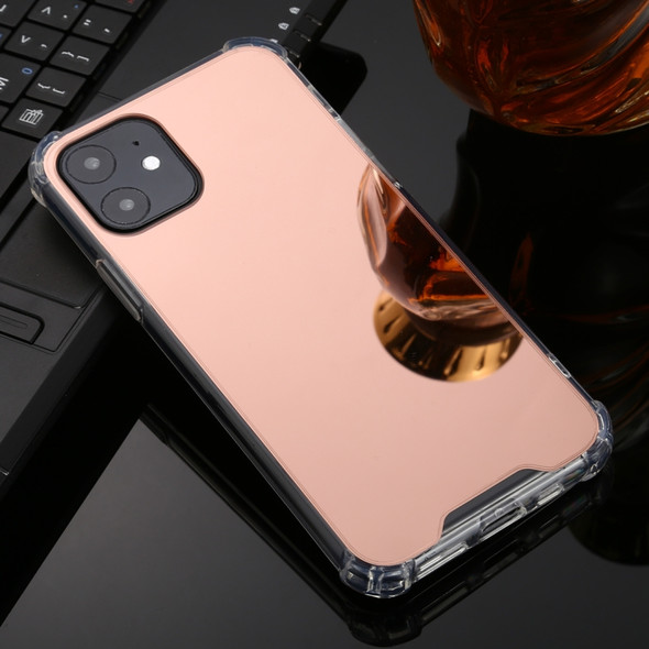 For iPhone 11 TPU + Acrylic Four Drop Luxury Plating Mirror Phone Case Cover(Rose Gold)