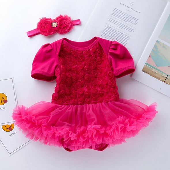 Compound Rose Dress Two-piece Baby Romper Tutu Skirt (Color:Rose Red Size:66)