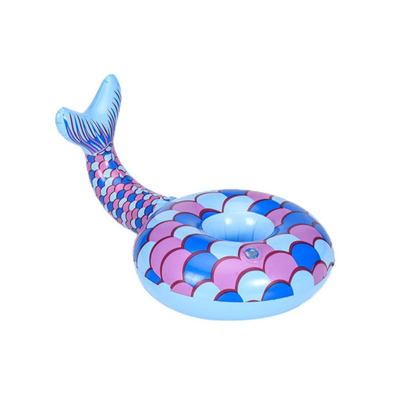 2 PCS Mermaid Shape Thickened Beach Coaster Water Inflatable Cup Holder, Random Color Delivery