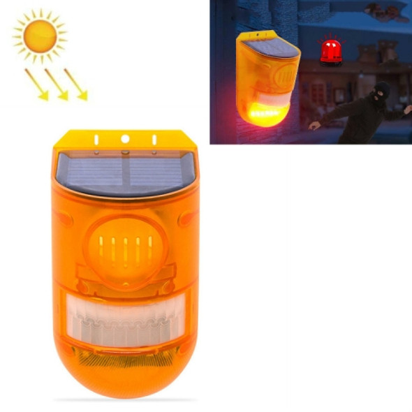 129dB Solar Alarm Light Human Body Induction Remote Control Alarm Farm Anti-theft Drive Object Sound and Light Alarm Light, Style:N911E English