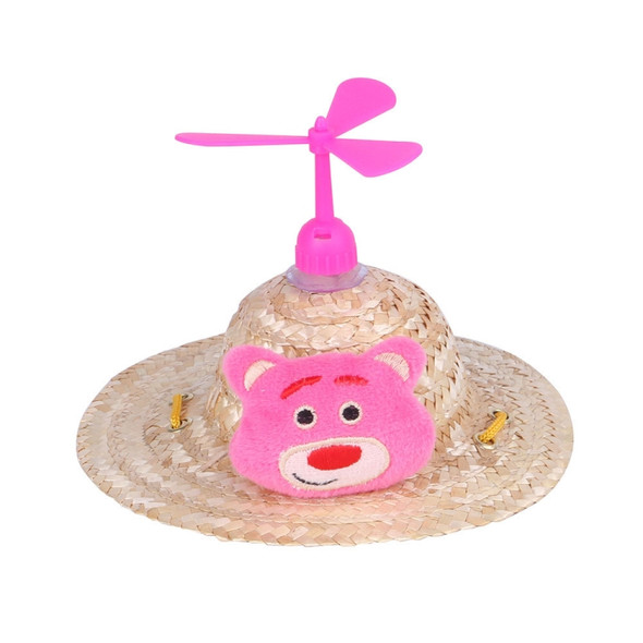 2 PCS Pet Bamboo Dragonfly Straw Hat Headdress Cat Dog Decoration, Size: M(Little Bear)