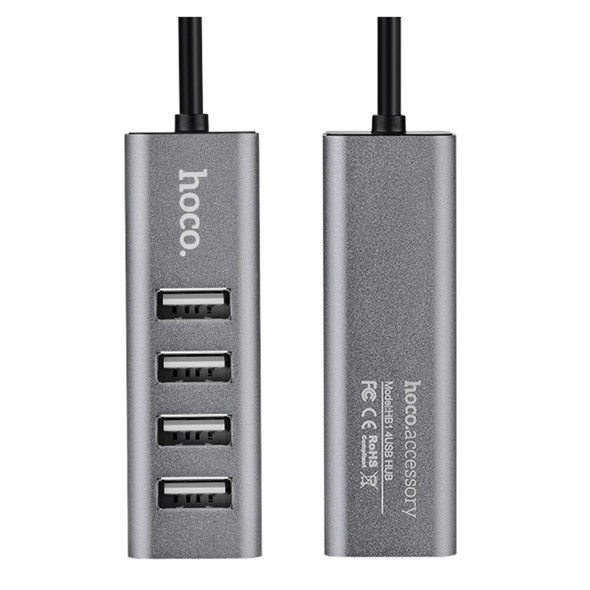 hoco HB1 Four USB Ports HUB Splitter Extender, Length: 80mm(Tarnish Color)