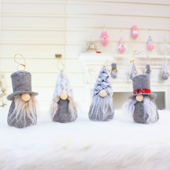 4 PCS / Set Christmas Pendant White Beard Faceless Doll Santa Claus Doll Christmas Decorations(Grey)