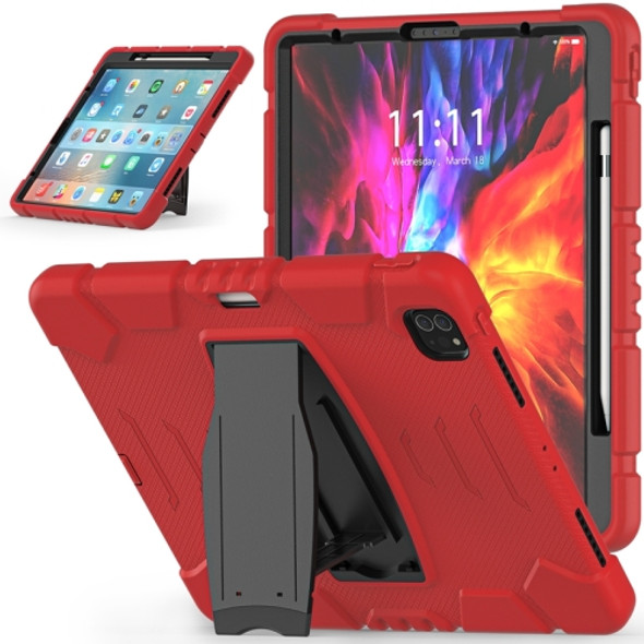 3-Layer Protection  Screen Frame + PC + Silicone Shockproof Combination Case with Holder For iPad Pro 12.9 2020(Red+Black)