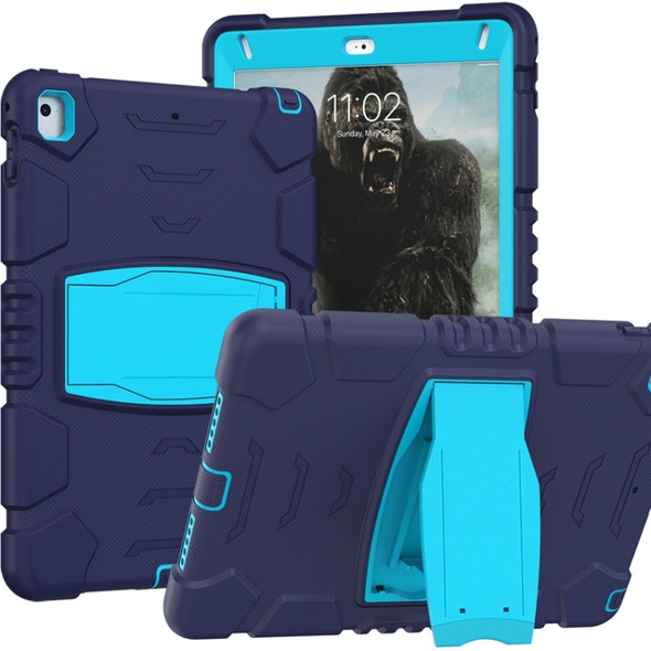 3-Layer Protection  Screen Frame + PC + Silicone Shockproof Combination Case with Holder For iPad 9.7 (2018) / (2017) / Air 2 / Pro 9.7(NavyBlue+Blue)