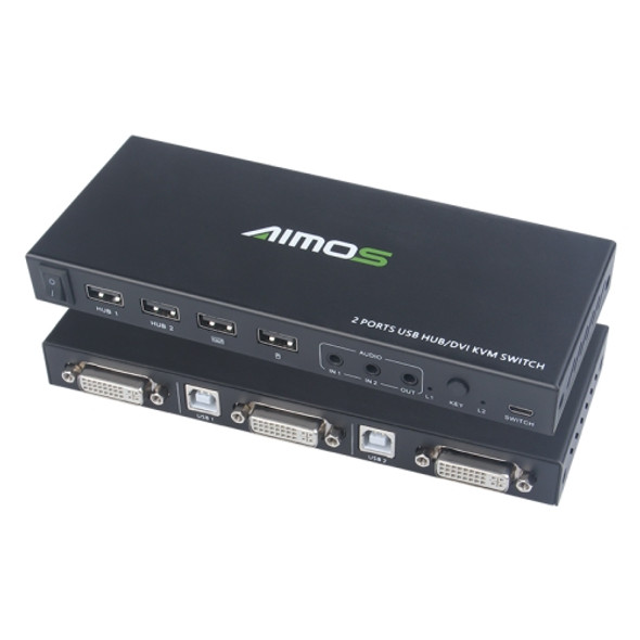 AIMOS AM-KM201D DVI KVM 2x1 Switch