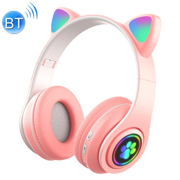 B39 Cat Ear Design LED Gradient Light Wireless Bluetooth Headset(Pink)