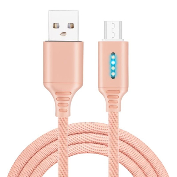 Micro USB Interface Zinc Alloy Marquee Luminous Intelligent Automatic Power off Charging Data Cable(rose gold)