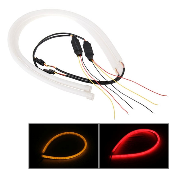 2 PCS 12V Car Daytime Running Lights Soft Article Lamp, Red + Yellow Light, Length: 60cm