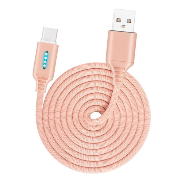 USB-C / Type-C Interface Zinc Alloy Marquee Luminous Intelligent Automatic Power off Charging Data Cable(rose gold)