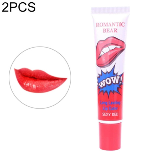 2 PCS Easy Peel Off  Long Lasting Lip Gloss Waterproof Matte  Lipstick Women Cosmetic(Sexy red)