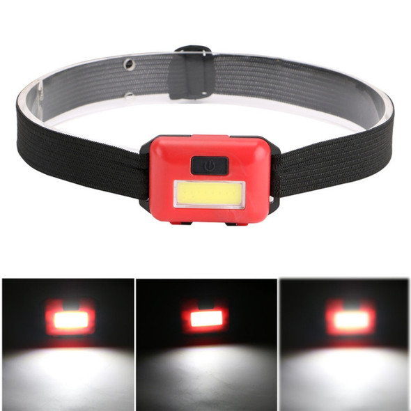 2 PCS Mini COB LED Headlamp Adjustable Camping Torch Lamp Light with 3 Modes(Red)