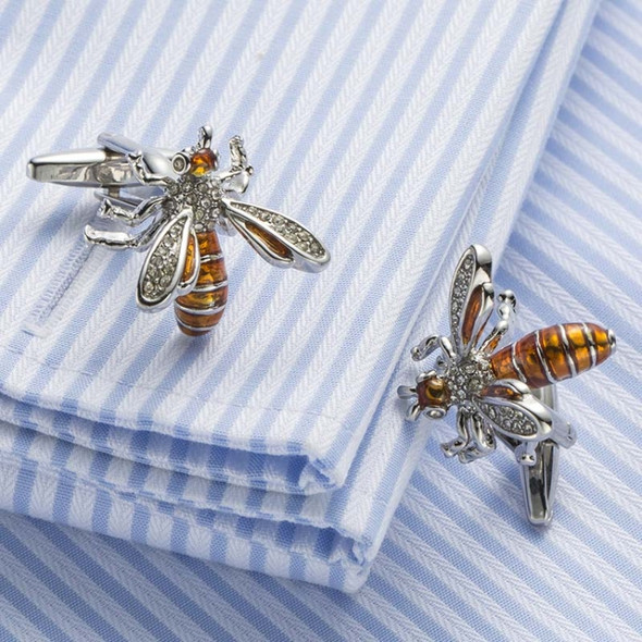 1 Pair Enamel Bee French Shirt Cufflinks for Men