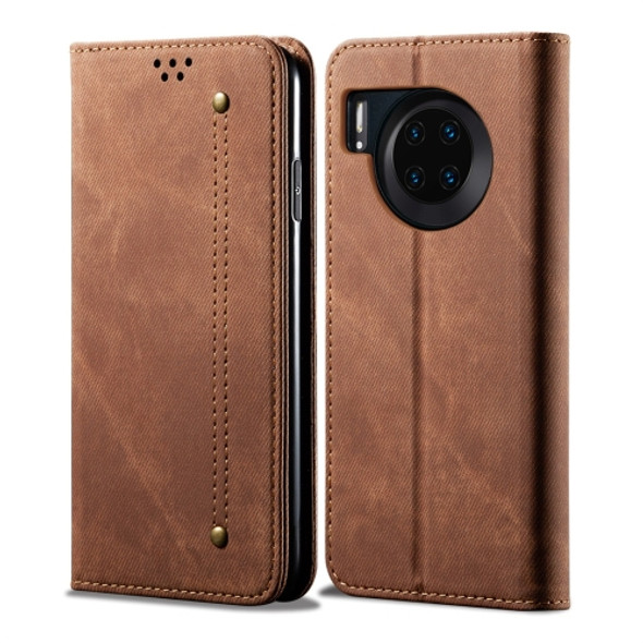 For Huawei Mate 30 Denim Texture Casual Style Horizontal Flip Leather Case with Holder & Card Slots & Wallet(Brown)