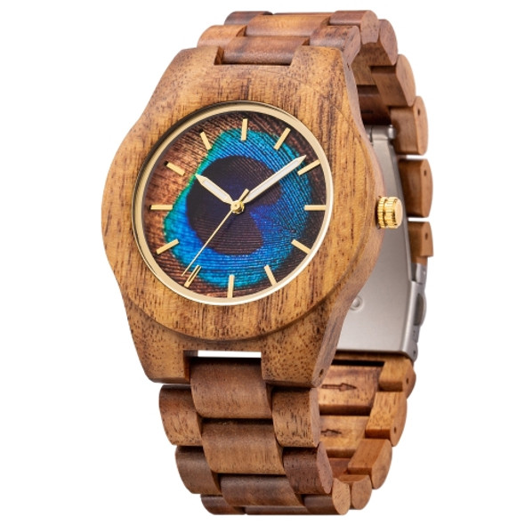 MUJUZE MU-1008 Men Wooden Watch Personality 3D Printed Pattern Watch(Acacia)