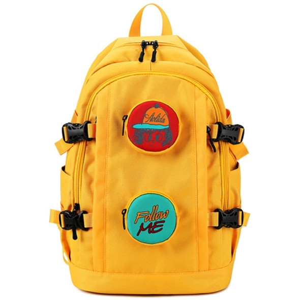 611 Large Capacity Oxford Backpack Student School Bag Outdoor Travel Computer Bag(Yellow)