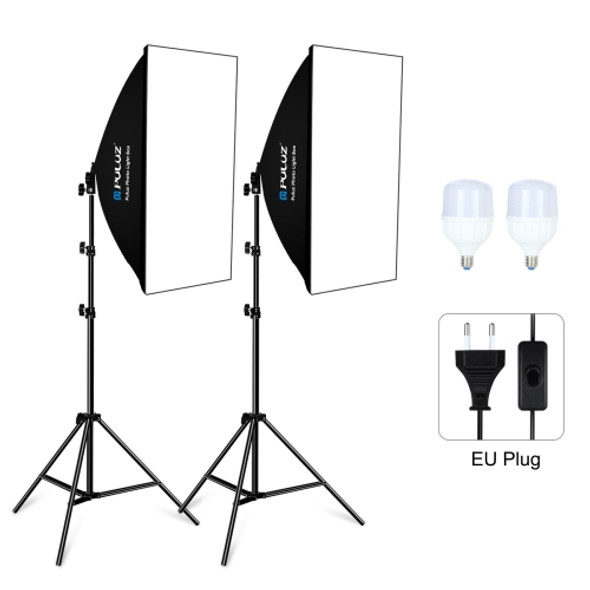 PULUZ Softbox Lighting Kit 2 PCS 50x70cm Professional Photo Studio Photography Light Equipment with 2 x E27 Socket Bulb Photography Lighting Kit for Filming Portrait Shooting / Fashion Advertising Photography(EU Plug)