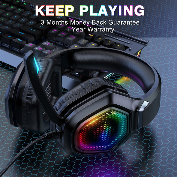 J-ANKKA F3 3.5mm Single Plug Colorful RGB Lighting Gaming Headset with Microphone