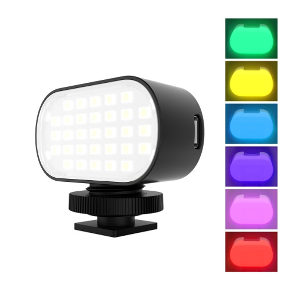 PULUZ Live Broadcast Video LED Light Photography Beauty Selfie Fill Light with Switchable 6 Colors Filters (Black)