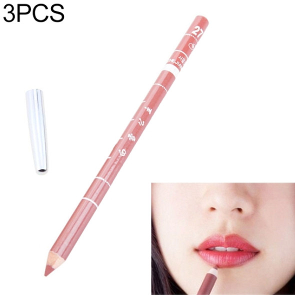 3PCS Professional Wood Waterproof Lady Charming Lip Liner Contour Makeup Lipstick Tool(27)