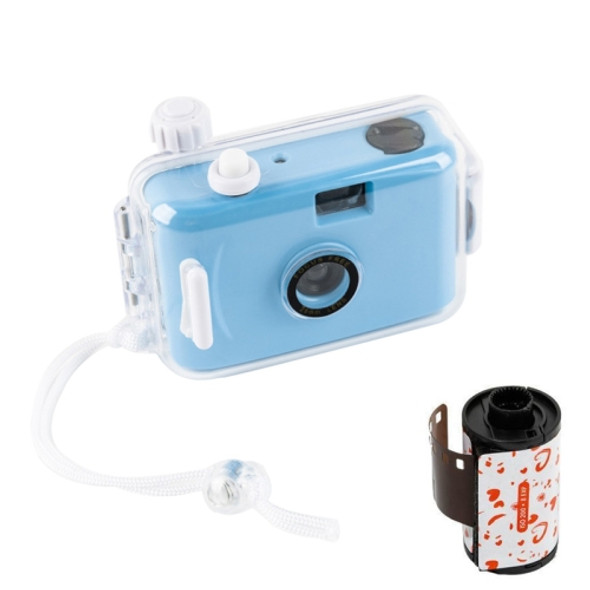 Cute Retro Film Waterproof Shockproof Camera With Disposable Film(Sky Blue White Shell)