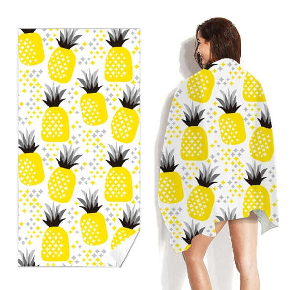 Double-Faced Velvet Quick-Drying Beach Towel Printed Microfiber Beach Swimming Towel, Size: 160 x 80cm(Yellow Pineapple)