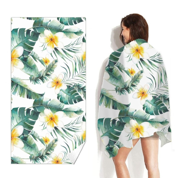 Double-Faced Velvet Quick-Drying Beach Towel Printed Microfiber Beach Swimming Towel, Size: 160 x 80cm(Green Leaf)