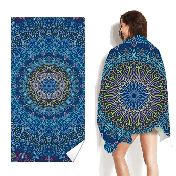 Double-Faced Velvet Quick-Drying Beach Towel Printed Microfiber Beach Swimming Towel, Size: 160 x 80cm(Blue Mandala)