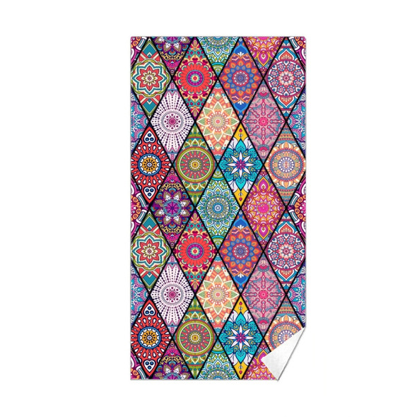 Double-Faced Velvet Quick-Drying Beach Towel Printed Microfiber Beach Swimming Towel, Size: 160 x 80cm(Rhombic National Style)