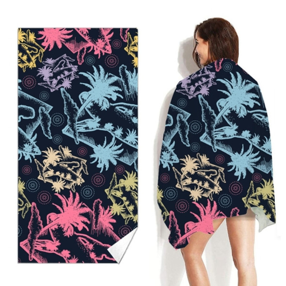 Double-Faced Velvet Quick-Drying Beach Towel Printed Microfiber Beach Swimming Towel, Size: 160 x 80cm(Gradient Forest)