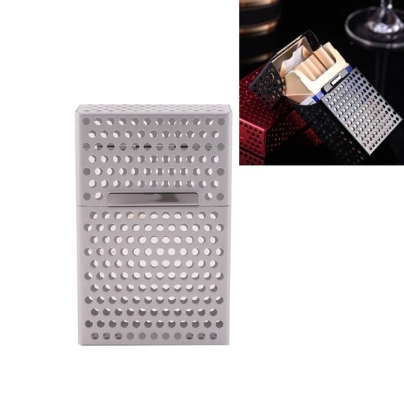 Aluminum Alloy Hollow Cigarette Case, Color:Silver, Capacity:20 PCS Cigarette