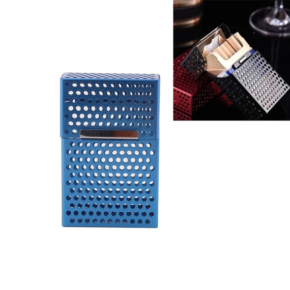 Aluminum Alloy Hollow Cigarette Case, Color:Blue, Capacity:20 PCS Cigarette