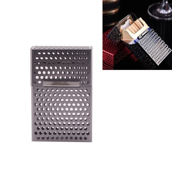 Aluminum Alloy Hollow Cigarette Case, Color:Gray, Capacity:20 PCS Cigarette