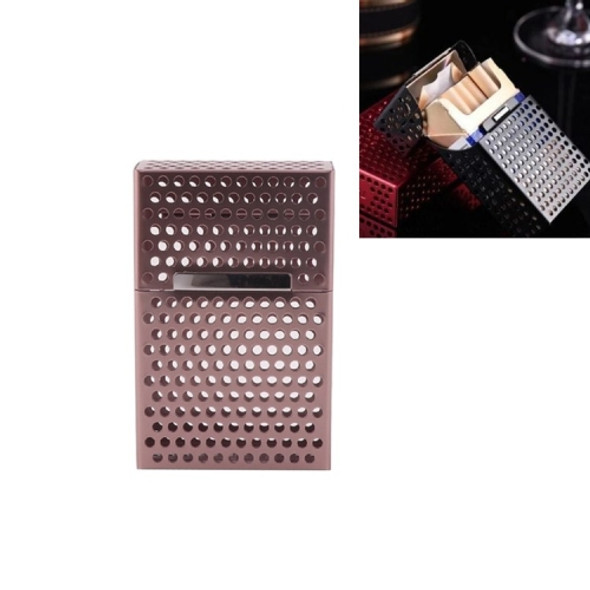 Aluminum Alloy Hollow Cigarette Case, Color:Coffee, Capacity:20 PCS Cigarette