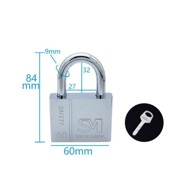 4 PCS Square Blade Imitation Stainless Steel Padlock, Specification: Short 60mm Open