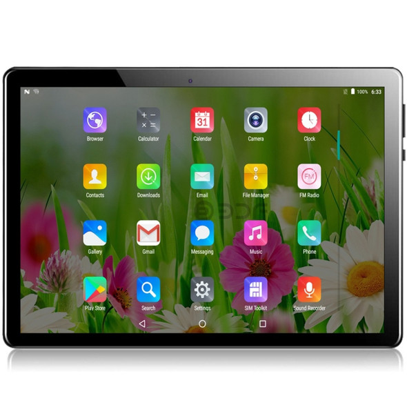 BDF M107 4G Phone Call Tablet PC, 10.1 inch, 2GB+32GB, Android 9.0, SC9863A Octa Core Cortex-A55, Support Dual SIM & Bluetooth & WiFi & GPS, EU Plug(Black)