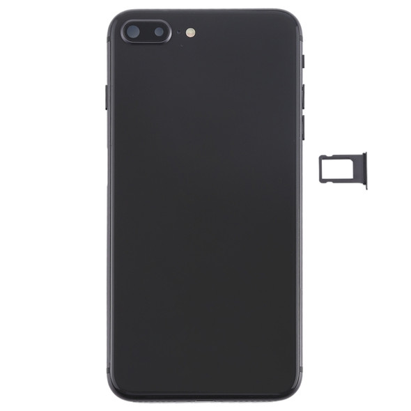 Battery Back Cover Assembly with Side Keys & Vibrator & Loud Speaker & Power Button + Volume Button Flex Cable & Card Tray for iPhone 8 Plus(Black)