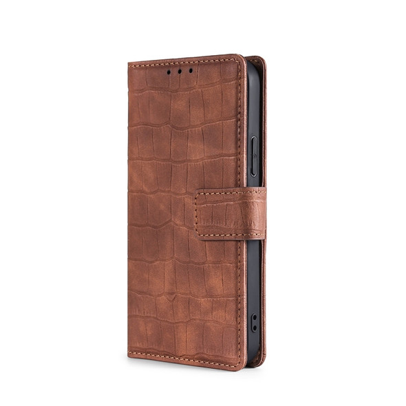 For Huawei P40 Skin Feel Crocodile Texture Magnetic Clasp Horizontal Flip PU Leather Case with Holder & Card Slots & Wallet(Brown)